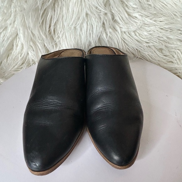 Madewell Womens Mule Size 6.5 Black Leather Shoes Slides Block Heel - Picture 2 of 8